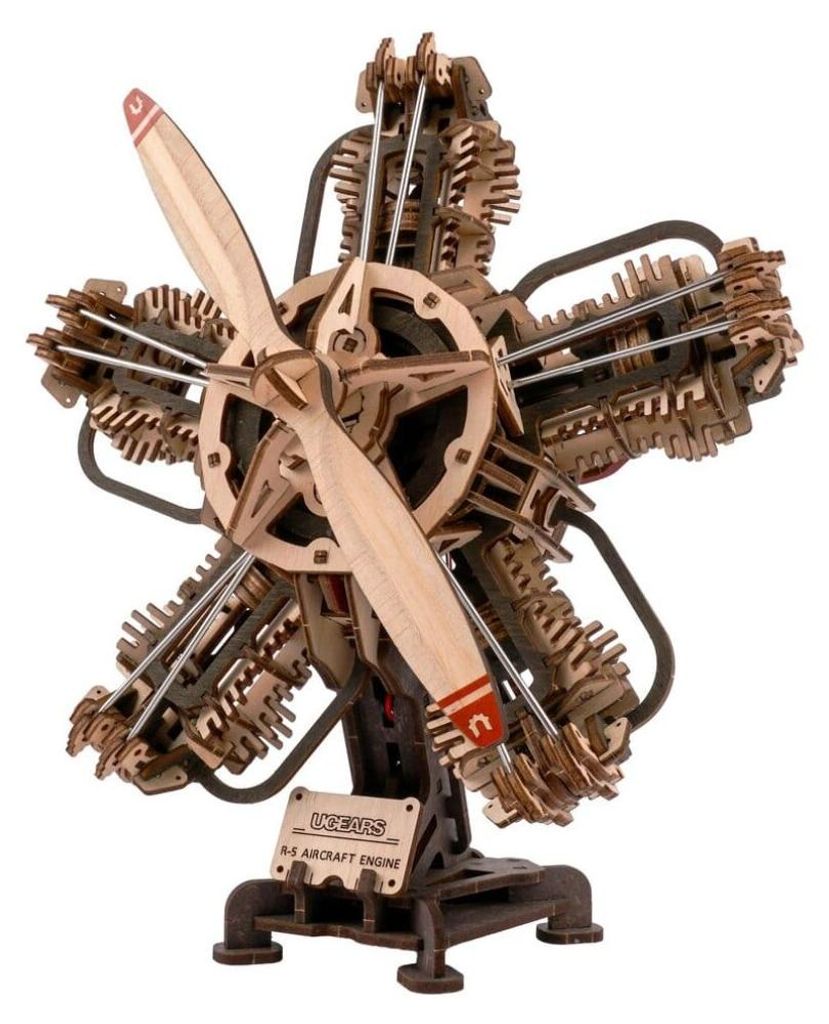 Ugears, drevená stavebnica 3D modelu – motor lietadla R-5, Obrázok produktu 