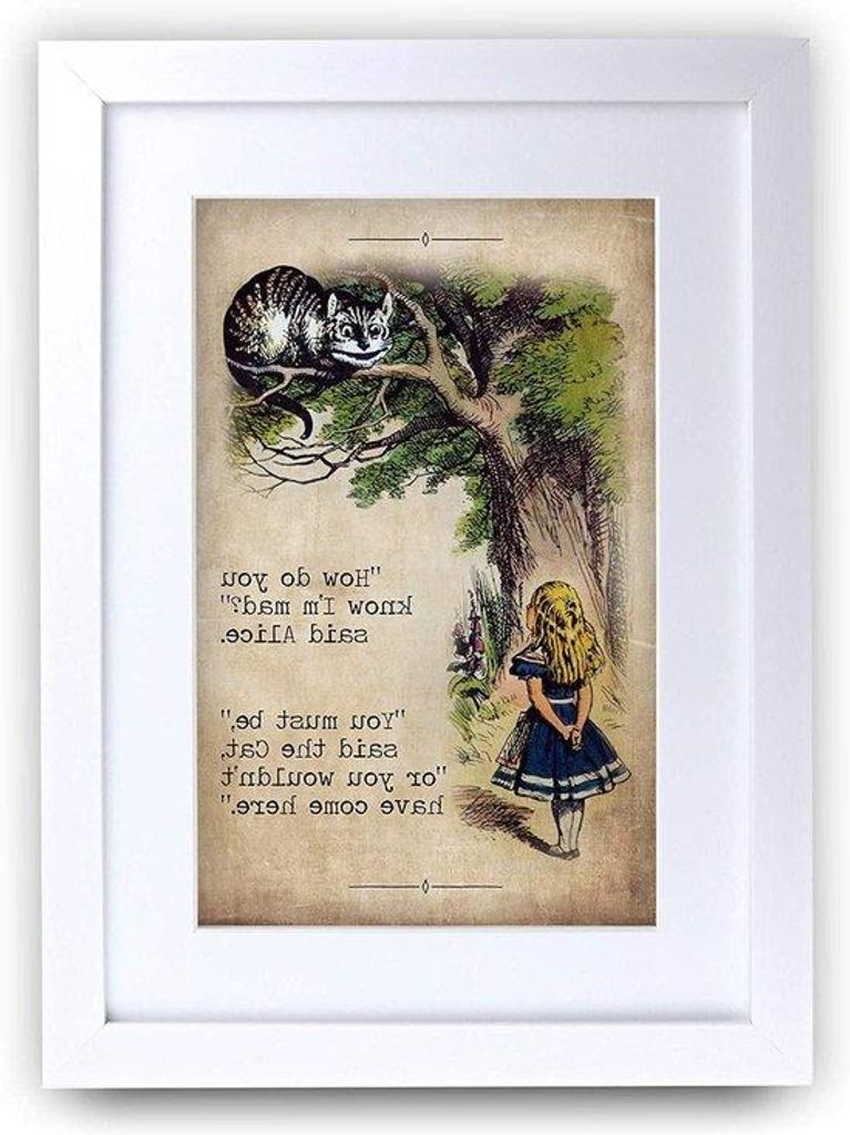Cheshire-Katze Dekoration - Transparentes Plakat - Babyzimmer Wandbild - A4 33x24cm - Weißes Design