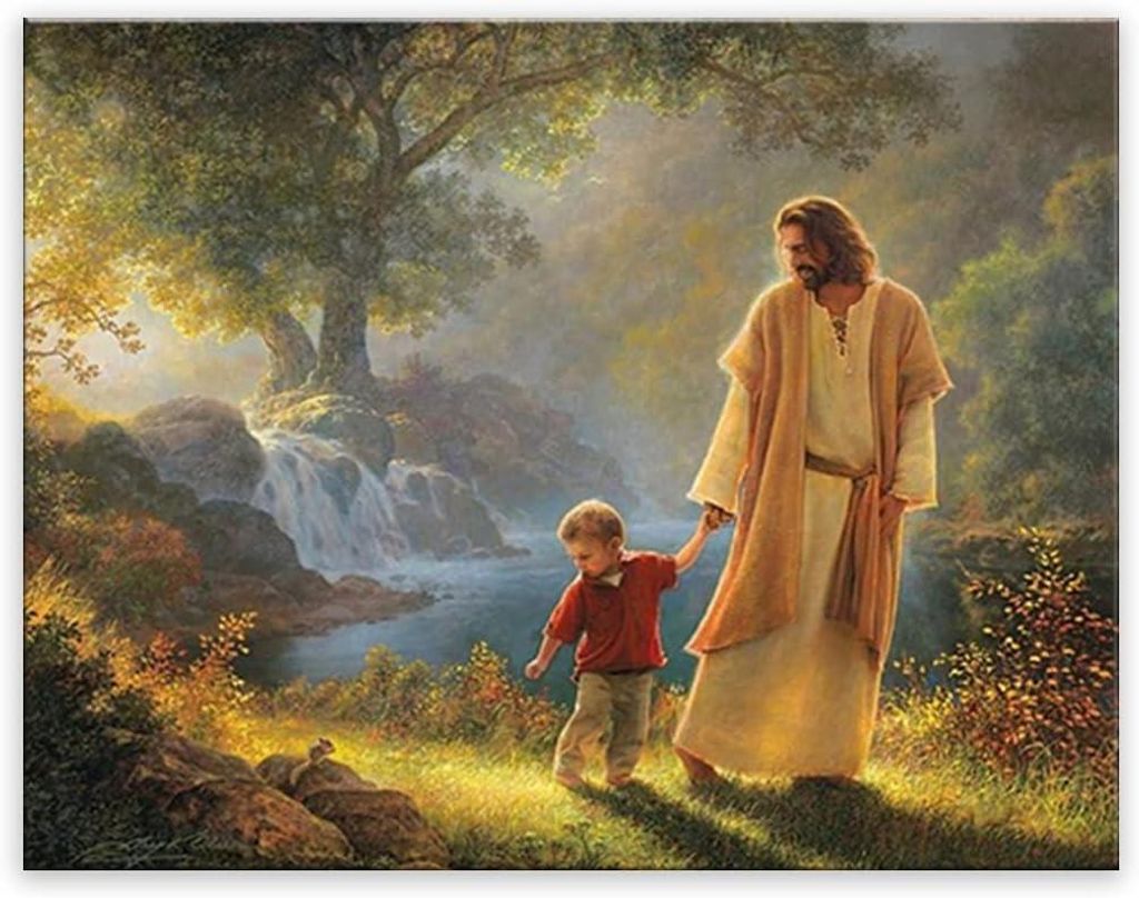 Bild Jesus hält meine Hand Dekorativ im Rahmen Religiös 40x60 cm