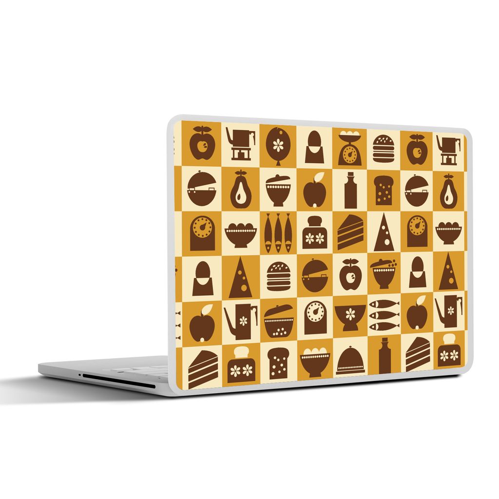 MuchoWow Laptop Aufkleber Sticker Cover Küche - Kochen - Vintage - Muster 30x22 cm - Laptop-Sticker