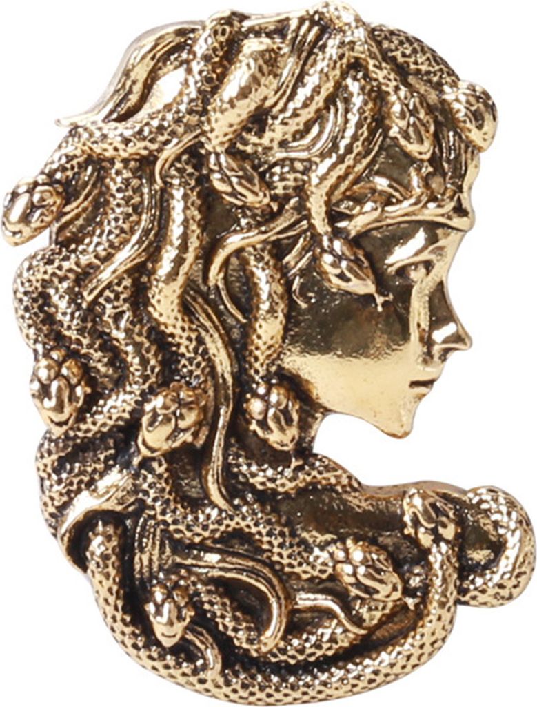 Brosche Vintage Schlangenhaar-Mädchen-Brosche Griechische Mythologie Dame Figur Klare Textur Edelstahl Casual Party Brosche Pin