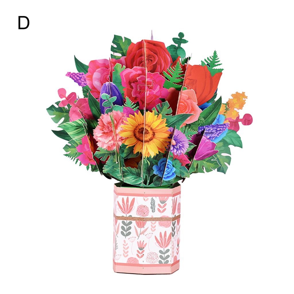 Blumenkarte schöne mehrfarbige Papiermutter Tag Blume 3D-Karte für Mutter-D