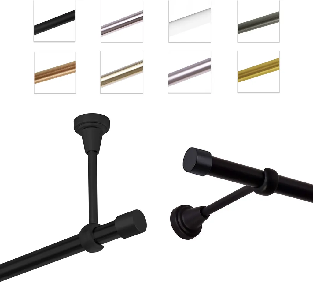 Bastone per Tende Singolo Nero 320 cm - Metallo Robusto Montaggio Muro