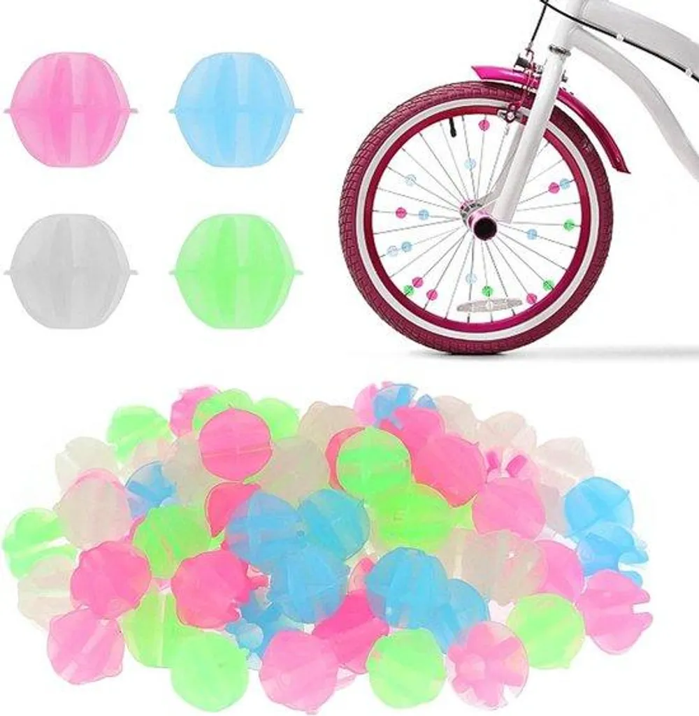Perles pour Vélo Multicolores en Plastique - Pack de 108 Clips Ronds