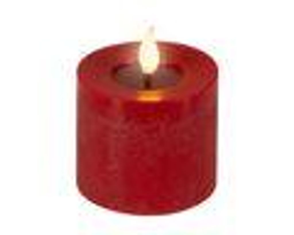 LED Kerze 7,5x9,5cm mit Timer - Wachs Flacker-Effekt Rot / Produktbild 
