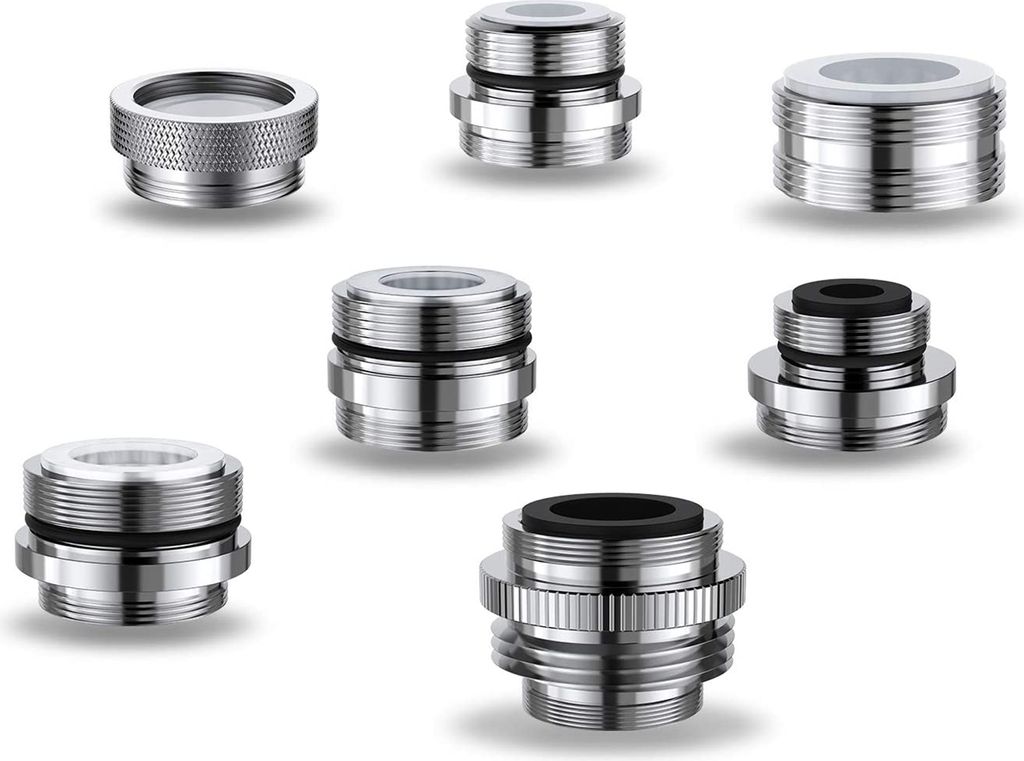 7-teilige Mehrfachgewindebohrungsschlauchadapter Abnehmbare Spuelenbeluefter aus massivem Messing
