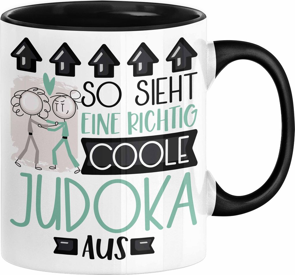 Judoka Geschenk Tasse Geschenkidee für Judoka Geburtstag Weihnachten Spruch So Sieht Eine Richtig Coole Judoka Aus Kaffee-Becher (Schwarz)