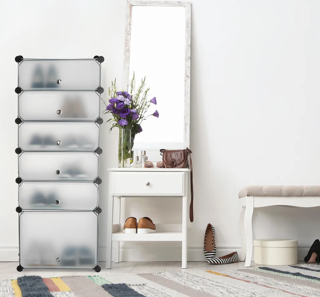 Relaxdays Étagère à chaussures plastique avec 6 compartiments modulables