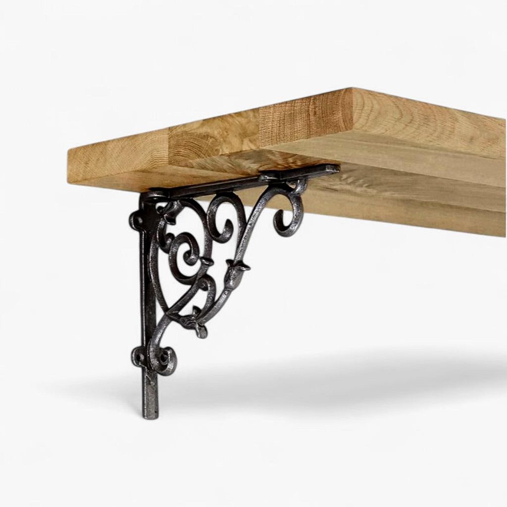 Regalwinkel Wandwinkel Stahlguss 230×200 mm – 2 Stück, klassisch verstrebtes Design, inkl. Schrauben & Dübel - Rustic Regalträger Halter