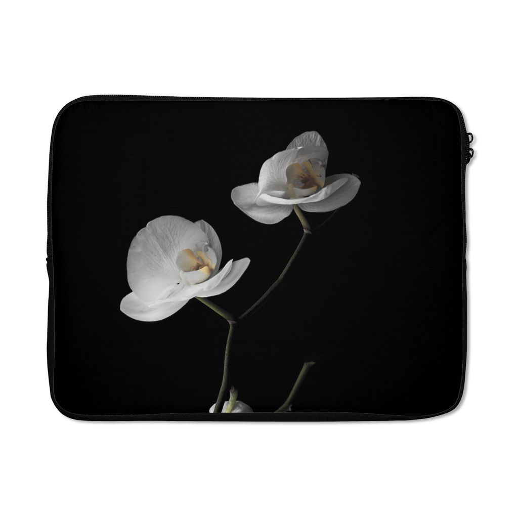 MuchoWow Laptop Hülle 15 Zoll Orchidee - Blumen - Schwarz - Weiß - Stilleben Laptoptasche - Laptoptasche - Sleeve - Rundum-Schutz
