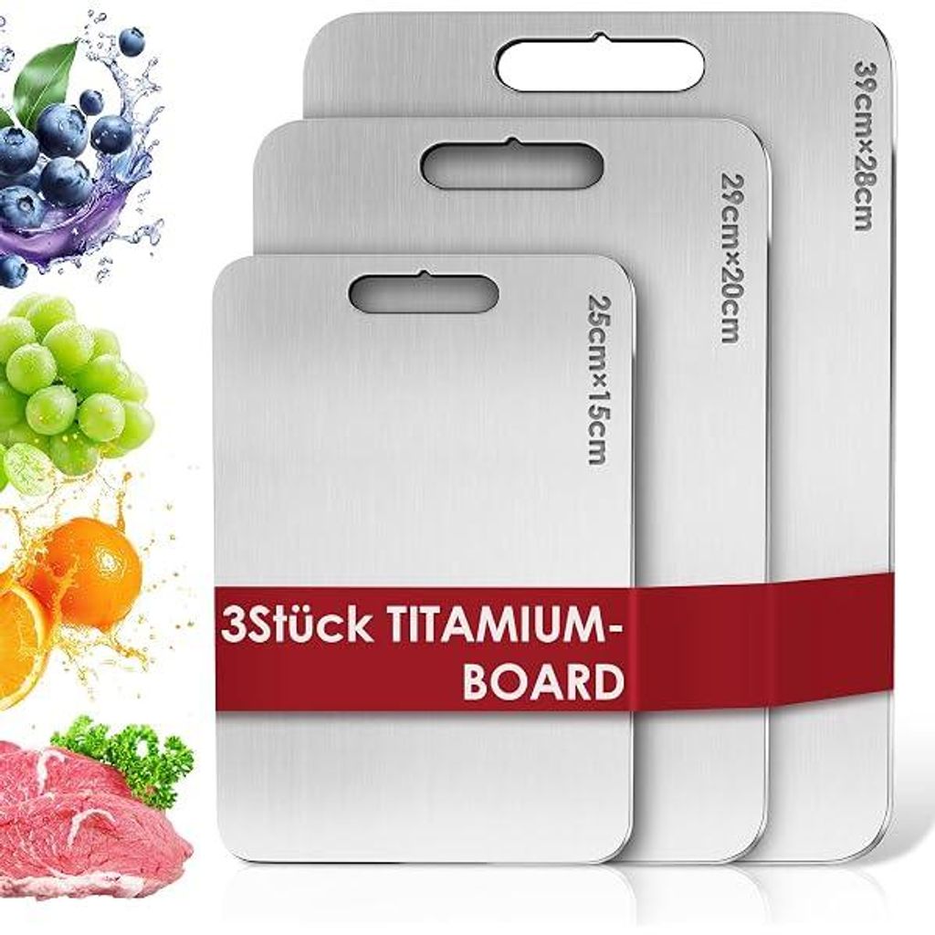 Sada 3 titanových krájecích prkének, nerezová ocel S316, Obrázek produktu 