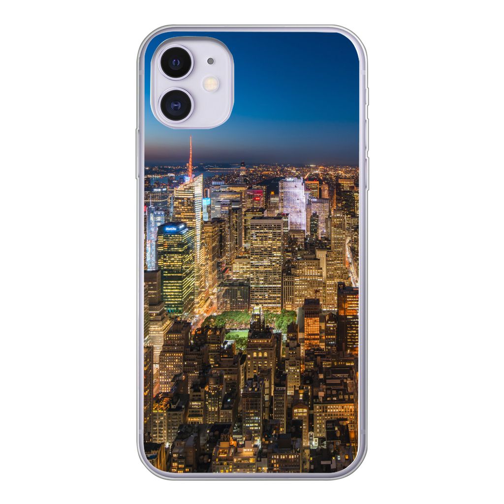 MuchoWow Handyhülle Schutzhülle Hülle für iPhone 11 New York - Farben - Nacht Silikon Softcase Handy Hülle - Handytasche