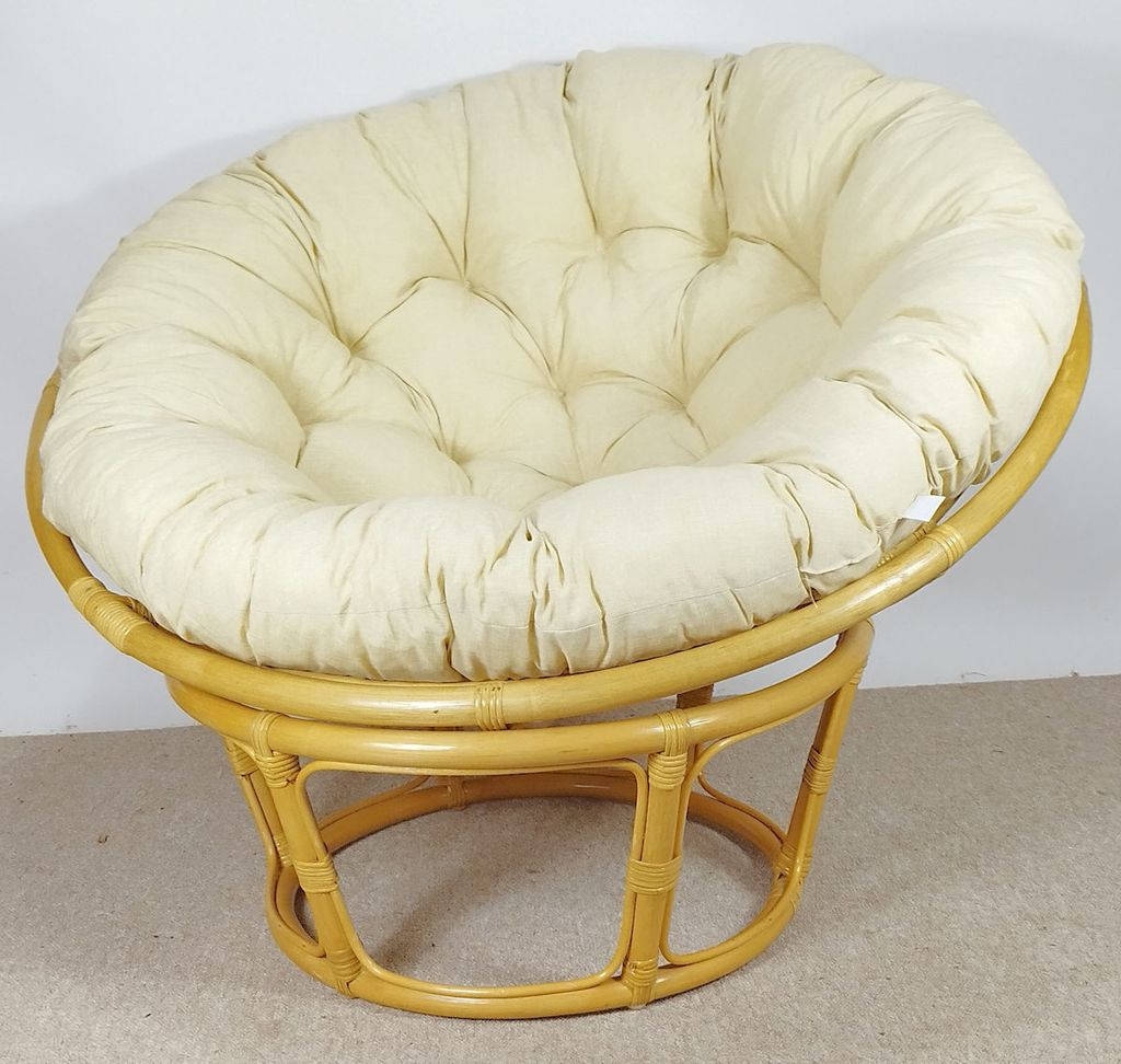 Rattan Papasan Sessel inkl. hochwertigen Polster, D 110 cm, Produktbild 3