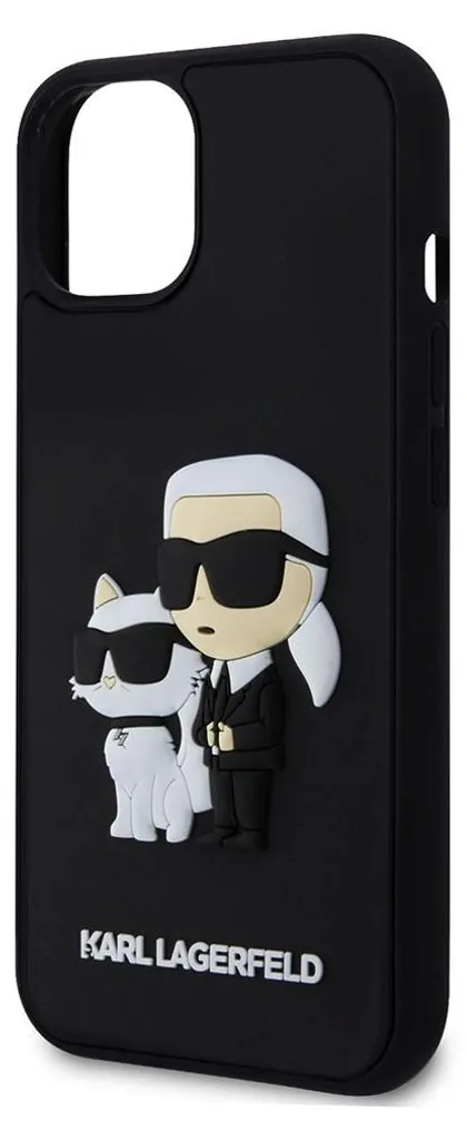 Coque iPhone 13 Karl Lagerfeld 3D Karl & Choupette - Protection Noire
