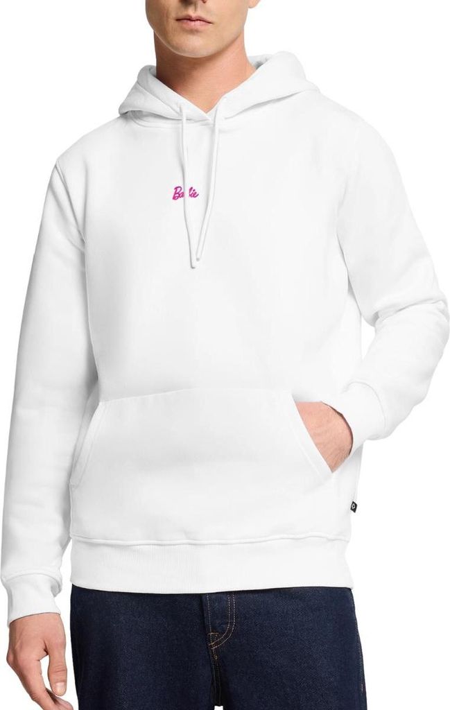 Spreadshirt Barbie Logo Klein Stick Herren Premium Hoodie, XXL, Weiß