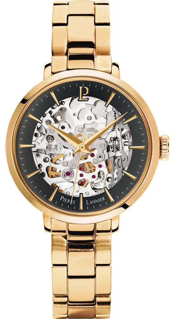 Montre Squelette Automatique 305D538 avec Bracelet en Cuir Noir Élégant