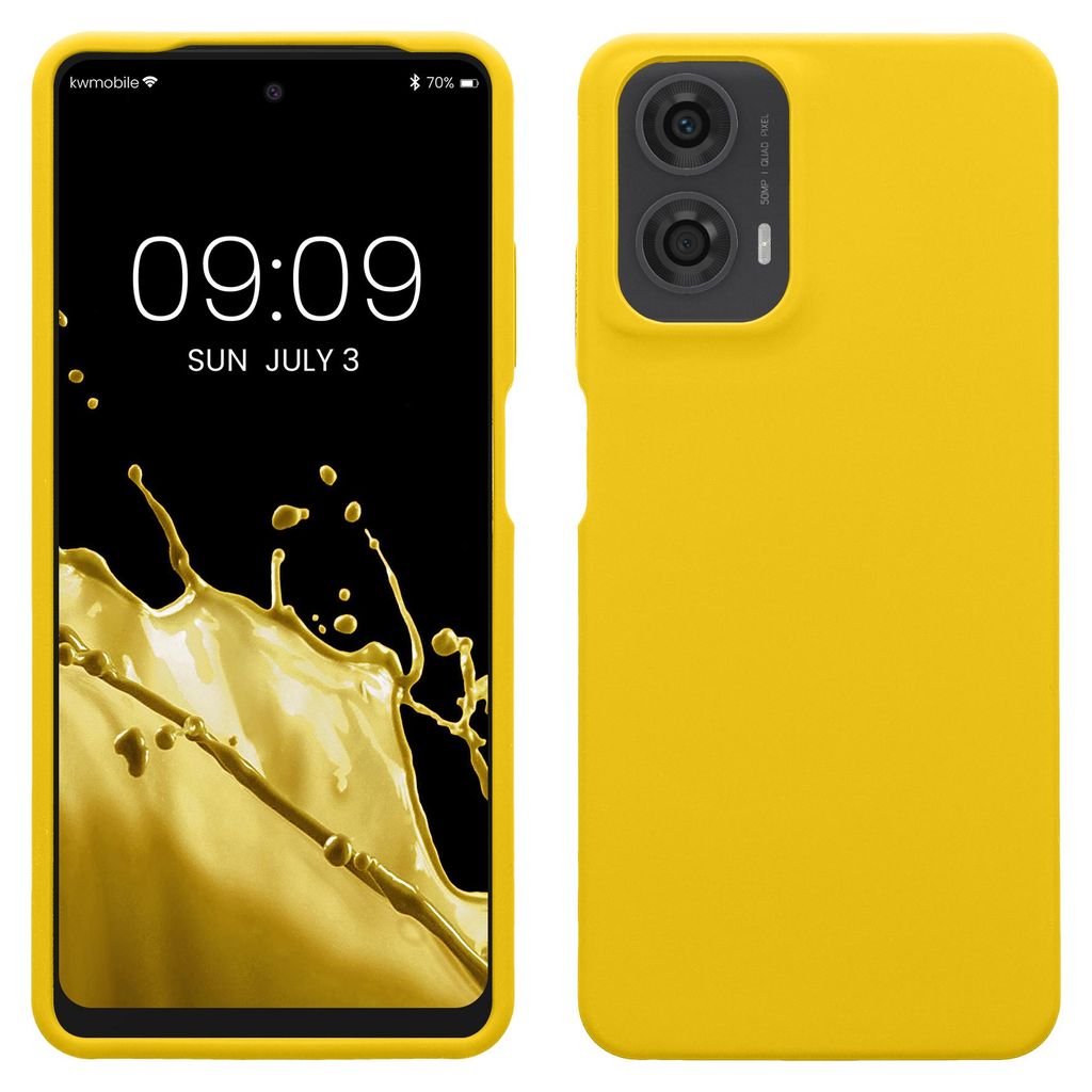 kwmobile Handyhülle für Motorola Moto G24 / E14 / G04 / G04s Hülle - Case Silikon - Kabelloses Laden - Schutzhülle Cover in Strahlend Gelb
