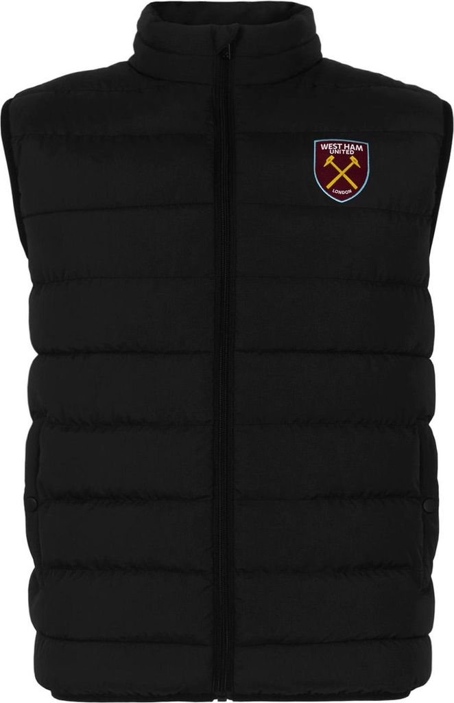 West Ham United FC - Weste für Jungen, Wattiert GF884 (152-158) (Schwarz)
