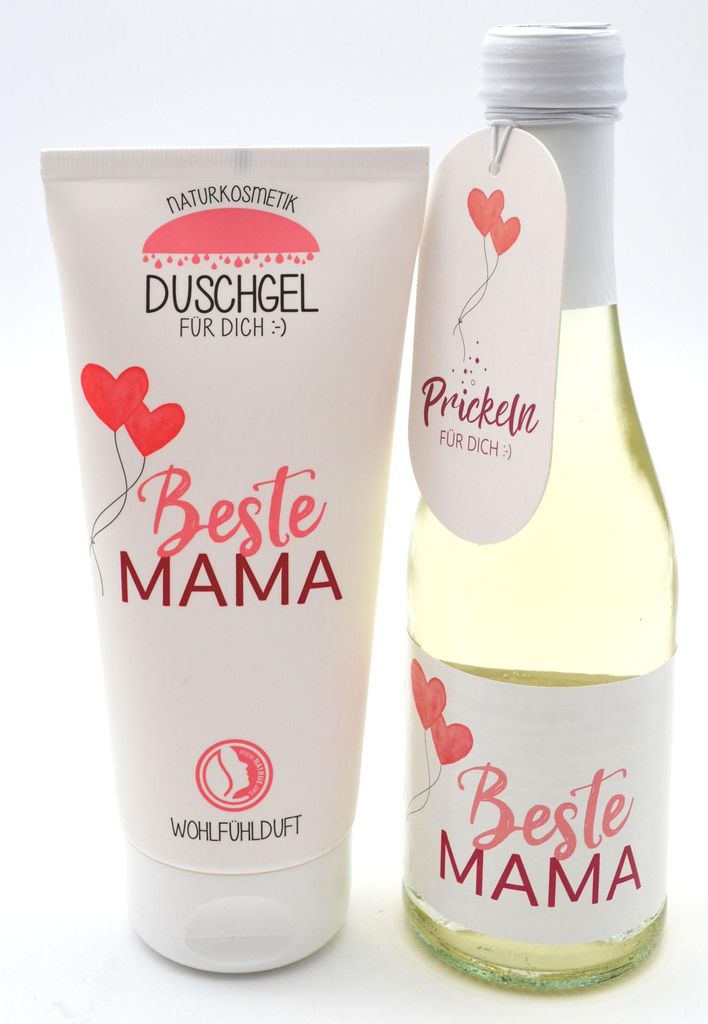 Geschenk-Set "Beste Mama" Duschbad und Perlwein