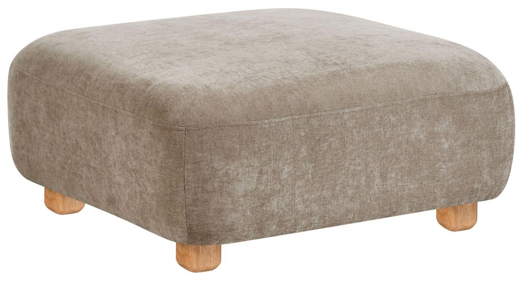 BELIANI Ottomane Beige Stoff Gepolstert Rechteckig 91 x 79 cm mit Niedrigen Beinen Modern Sitzhocker Fußhocker Hocker zum Sofa