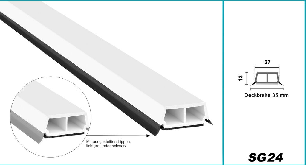 HEXIM Fenstersprossen weiß 1 & 2 Meter - selbstklebende Glassprossen aus PVC Kunststoff, Dichtungslippen(steil & ausgestellt) in grau und schwarz ...
