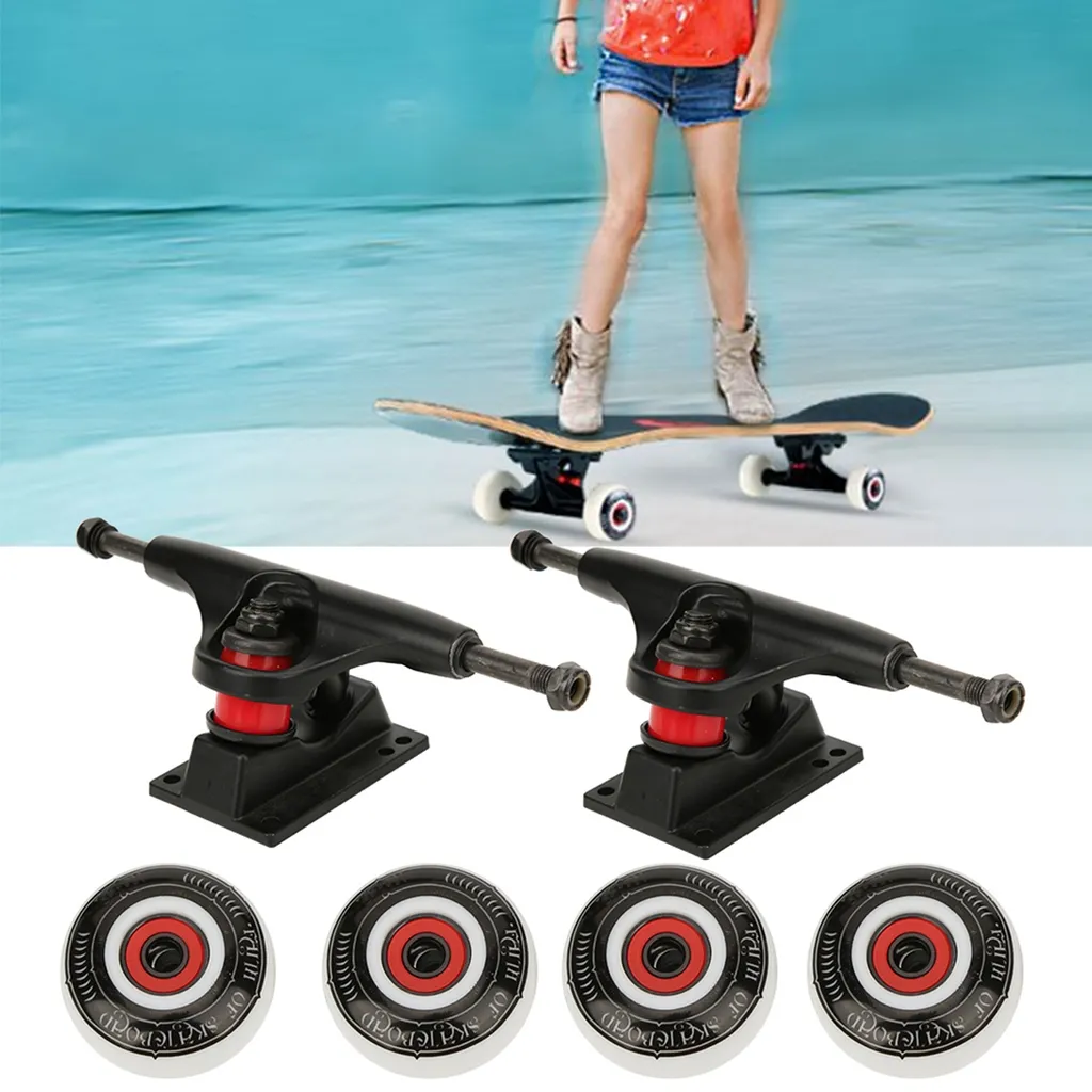 Set de Trucks Skateboard avec Roues à Double Enroulement Ultra Robustes - 2