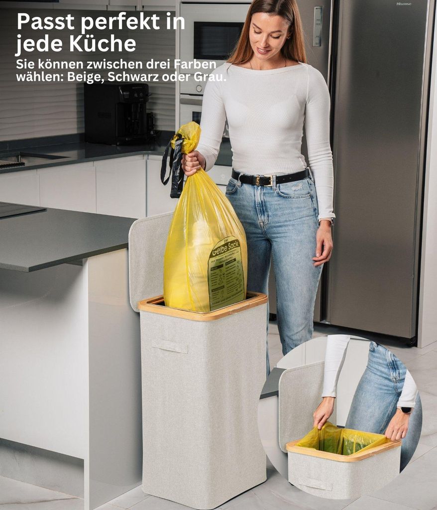 poubelle 90L avec sac intérieur supplémentaire, support Image du produit 