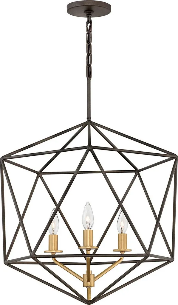 Lustre Suspension 3 Lampes Astrid Bronze Mat et Or - Design Hinkley