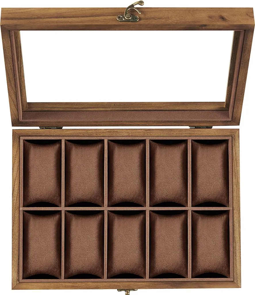 Boîte à montres 10 slots en bois de noyer massif - Coffret Luxe Homme