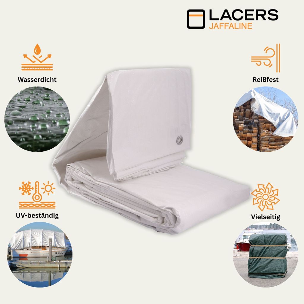 Lacers JaffaLine Gewebeplane - Robuste & wasserdichte Abdeckplane in verschiedenen Größen und Farben für optimalen Schutz im Outdoor-Bereich ( 8...
