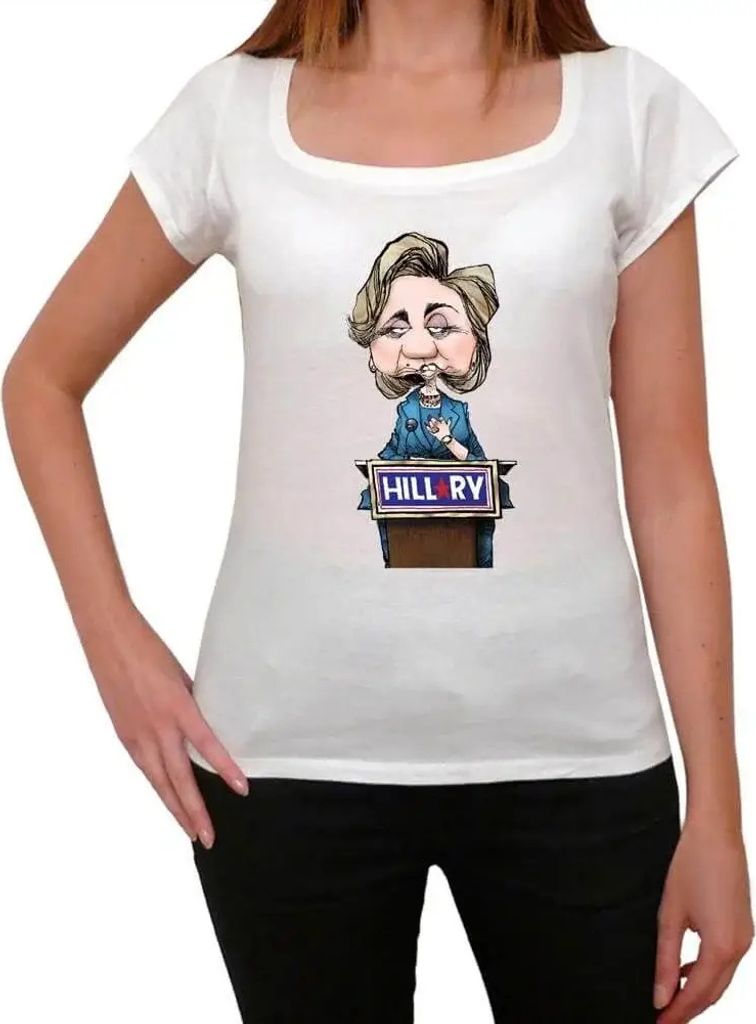 Damen Grafik T-Shirt Hillary pleite – Hillary Broke – Öko-Verantwortlich Vintage Jahrgang Kurzarm Lustige Druck Geburtstag Geschenk Frau