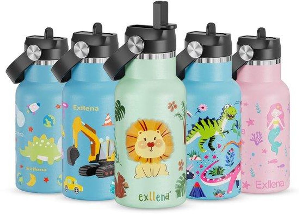 Kleiner Thermos mit sicherer und farbenfroher Ausführung für Kinder mit leckfreiem Verschluss und Trinkhalm