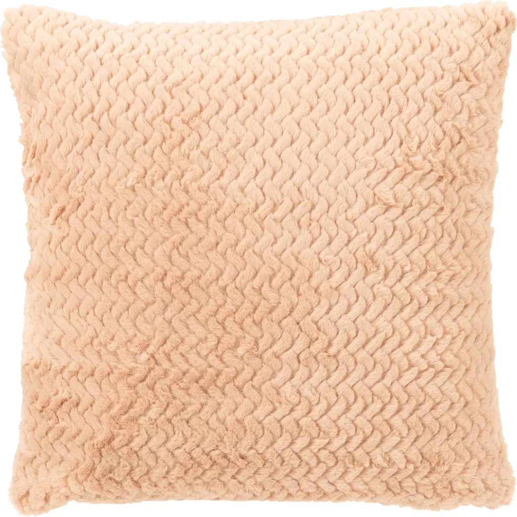 J-Line Coussin en Polyester Couleur Chameau - Déco Douceur 45x45 cm