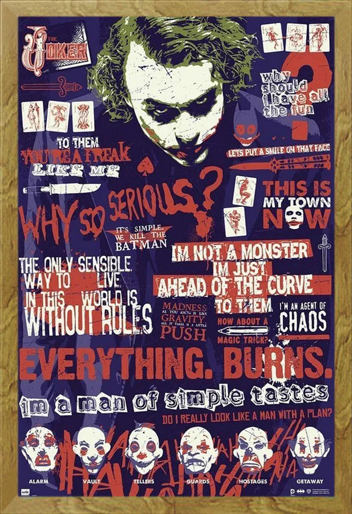 Quadro Batman The Dark Knight Joker Cornice Shinsuke Rovere 61x91cm