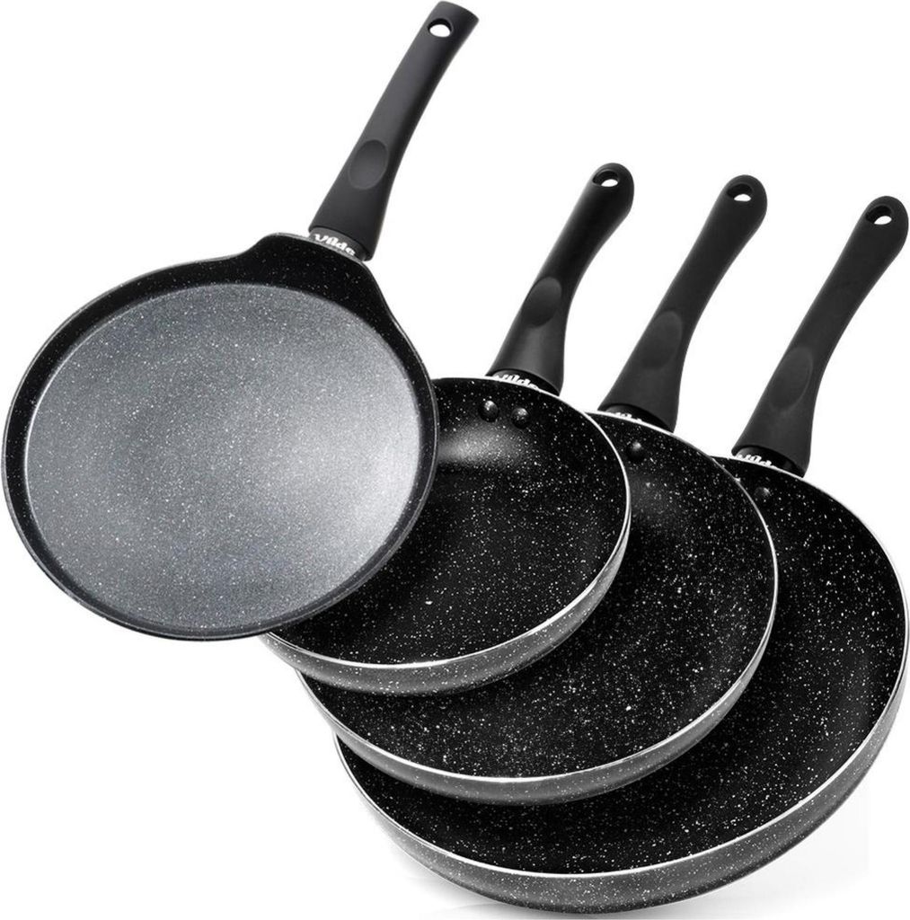 Vilde | Set mit 4 Pfannen - Bratpfanne 20/24/28 cm - Pfanne Induktion mit Antihaft-Beschichtung - BLACK LINE
