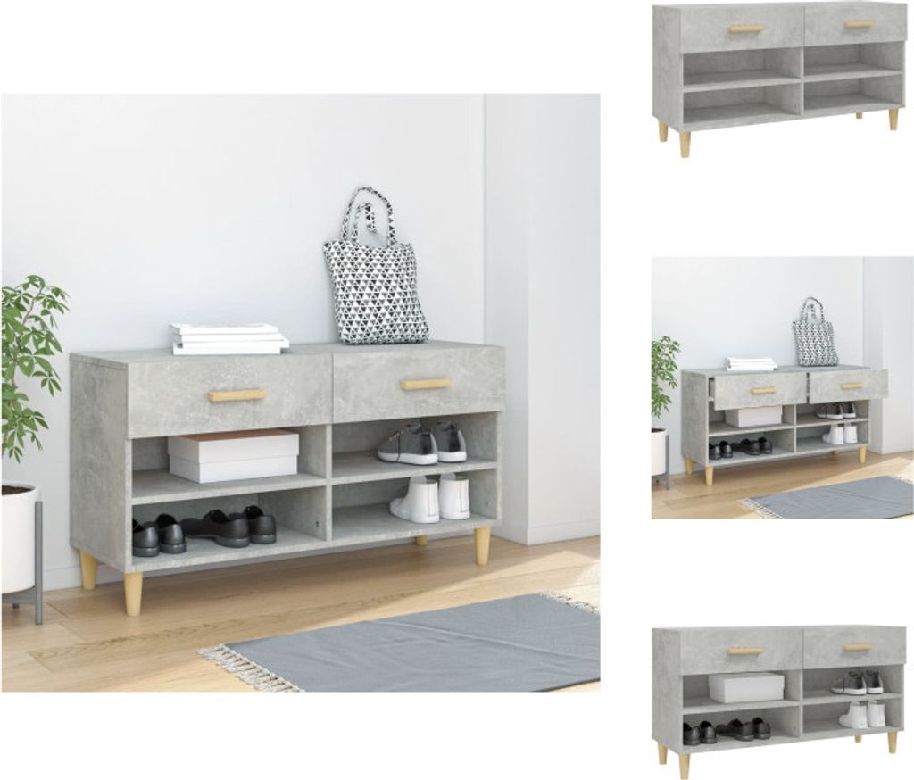 vidaXL Schuhschrank Betongrau 102x35x55 cm Holzwerkstoff - Schuhregale & -schränke