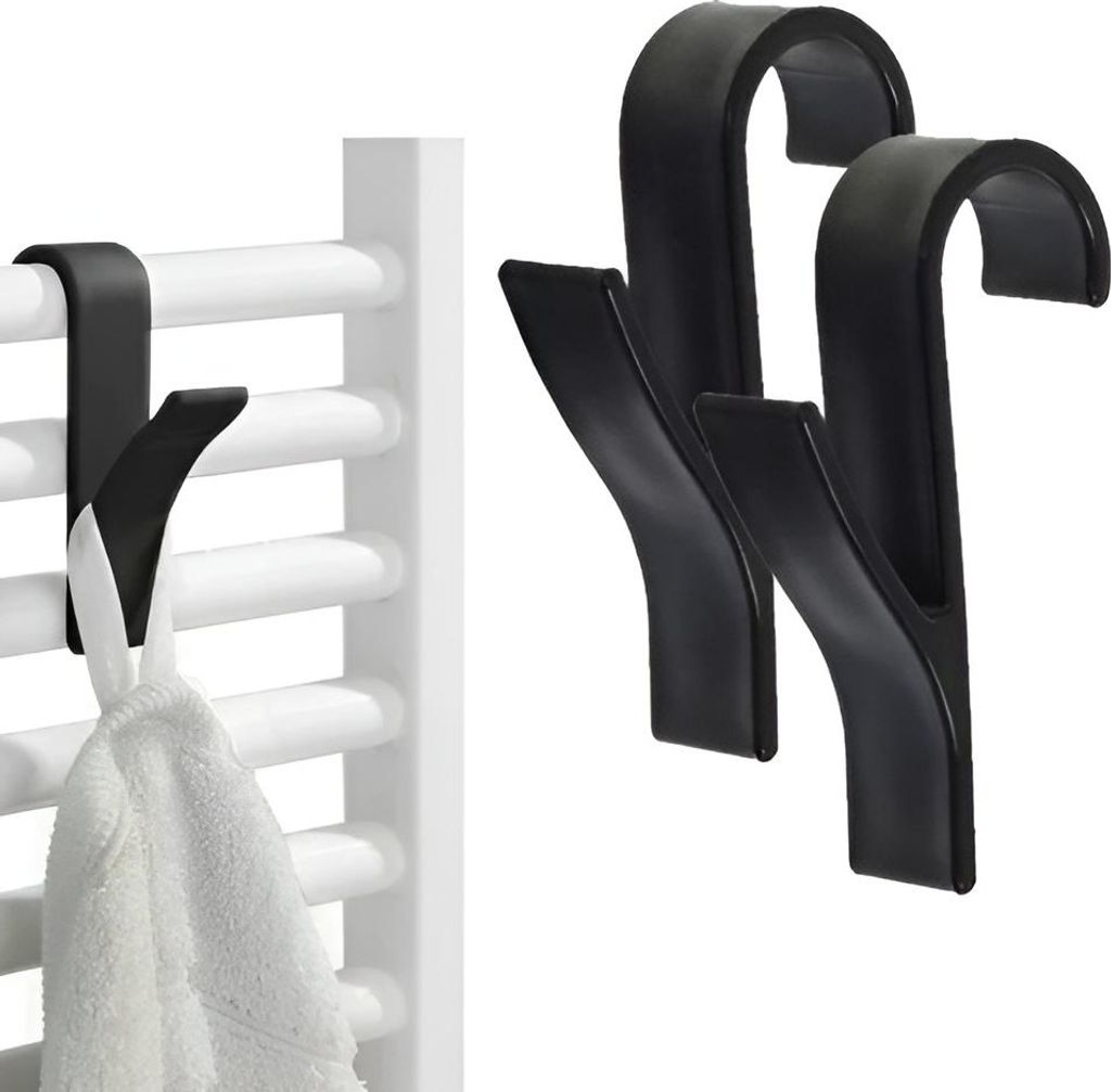 Gancio per termosifone appendiabiti da bagno nero set di 2 Immagine del prodotto 