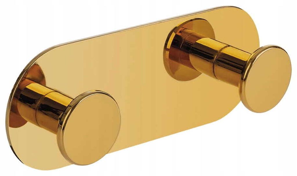 Laveo | Miri Doppelhaken - Gold - Stahl - Selbstklebend - Wandhaken
