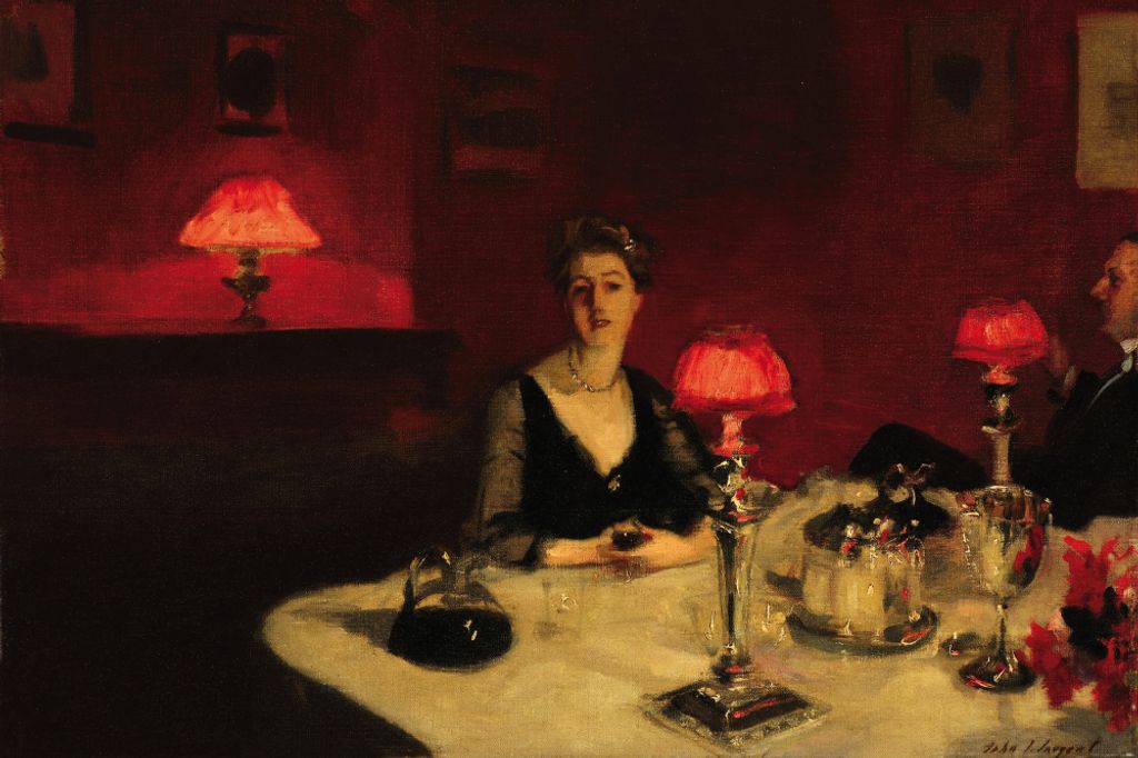 John Singer Sargent Kunstdruck Bild - Le Verre De Porto, A Dinner Table At Night, 1884 (80 x 120 cm)