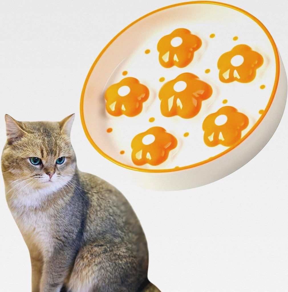 Anti Schling Napf Katze, Anti Schling Napf Hund Keramik, Katzennapf Keramik, Schlingnapf Katze, Slow Feeder (Orange Blumen)