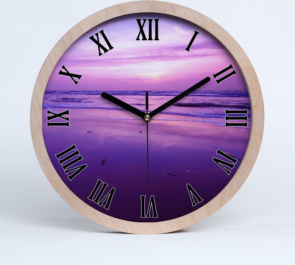 Holzuhr 25fi cm wanduhr - schwarze Spitzen - Westen Sonne Meer