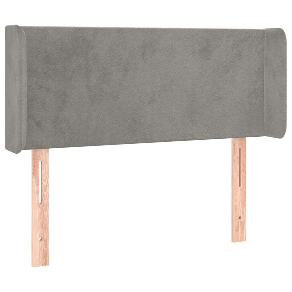 vidaXL Kopfteil mit Ohren Hellgrau 83x16x78/88 cm Samt