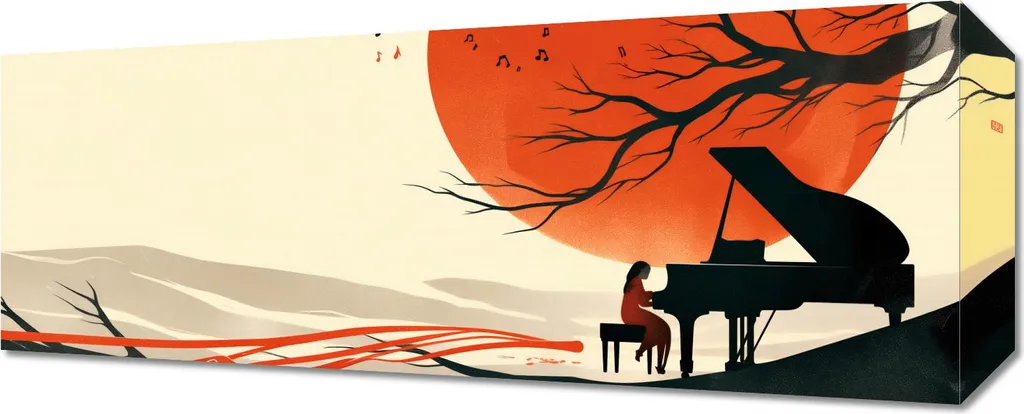 Quadro 50x20cm Pianista - Tela Artigianale per Arredamento Musicale