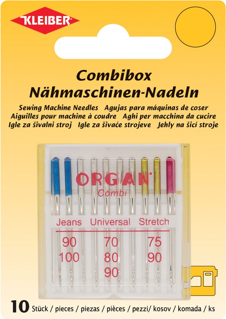 Packaging for sewing machine needles.