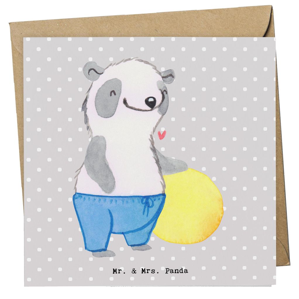 Mr. & Mrs. Panda Glückwunschkarte Ergotherapeut Herz - Grau Pastell - Geschenk, Klappkarte, faltkarte, Ausbildung, Fitnessstudio, Grußkarte, dopp...