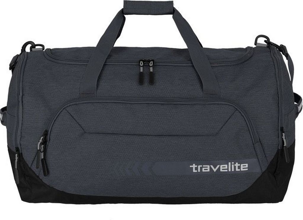 A studio shot of a duffel bag.