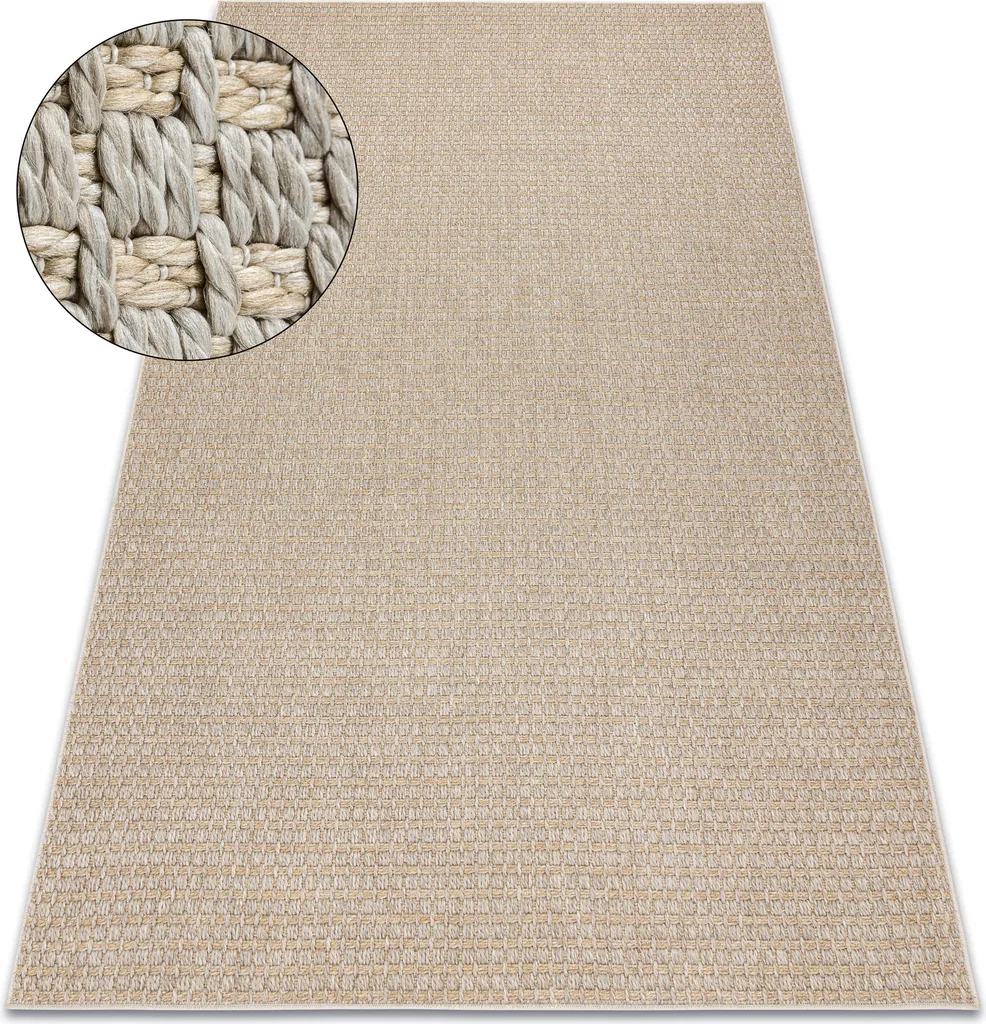 Tapis de salle à manger beige 194x290 cm effet Sisal idéal sous table