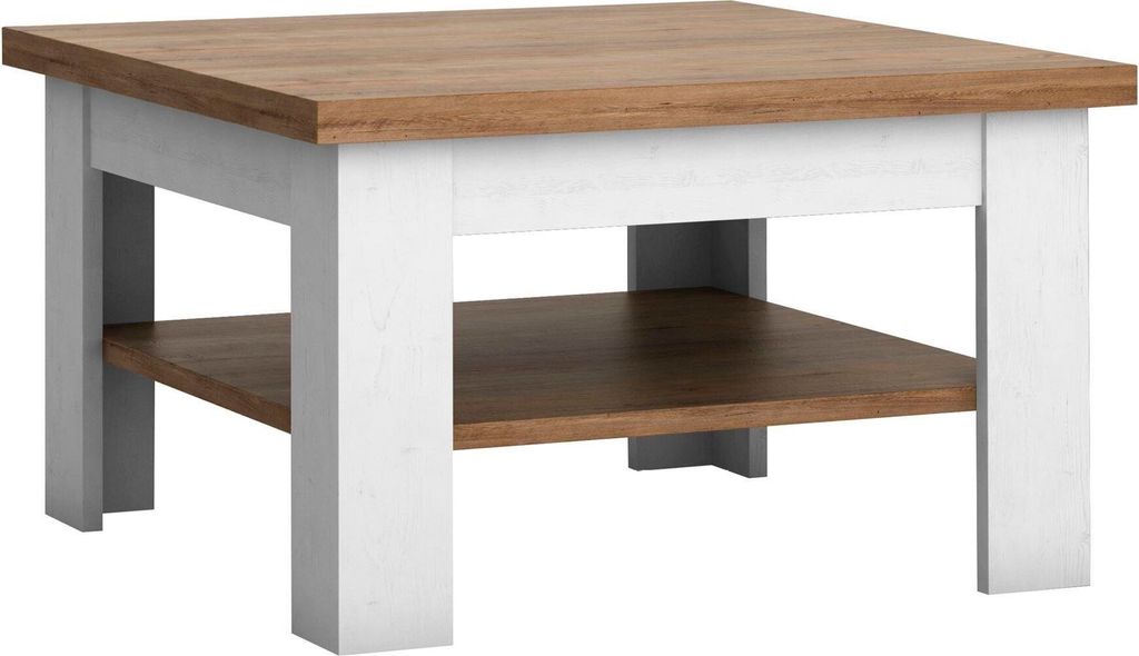 Gala-Möbel Couchtisch Provence-Design 70x70cm, Holzoptik, Weiß-Eiche