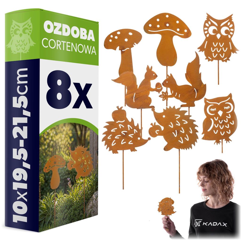 KADAX Gartenstecker aus Cortenstahl, 8er Set, Rostfiguren Produktbild 