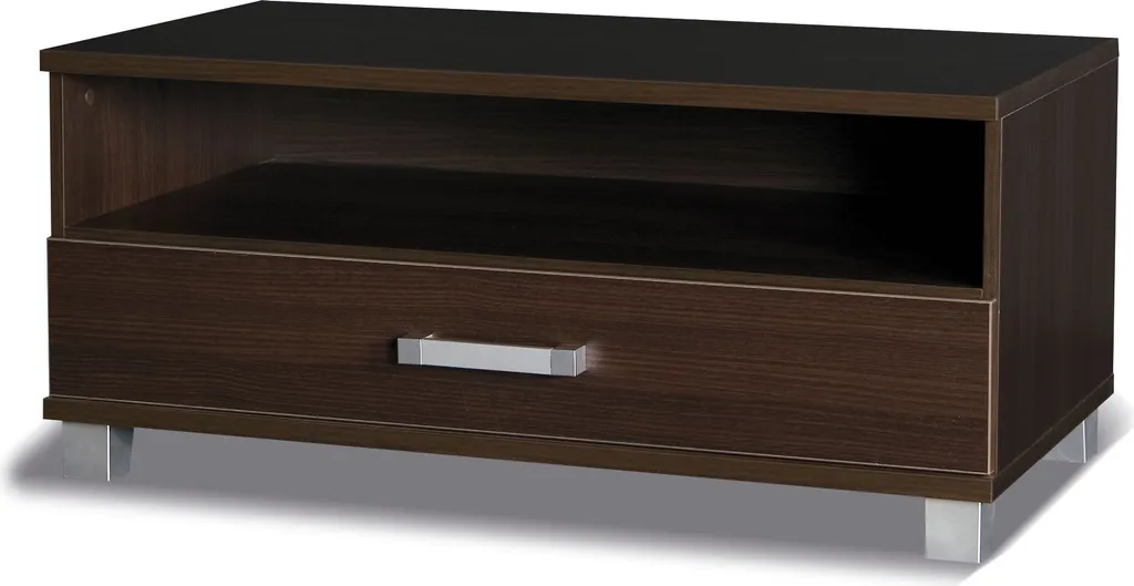 Petit meuble TV ANDOVER 1 avec tiroir en châtaignier wengé - 100cm